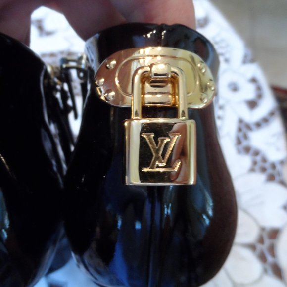 Louis Vuitton Black Patent Leather Peep Toe Ankle Boots Size 36.5B - Picture 12 of 16